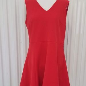 Red Sleeveless Pleated Dress